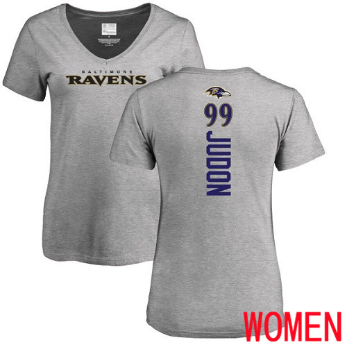 Baltimore Ravens Ash Women Matt Judon Backer V-Neck NFL Football #99 T Shirt